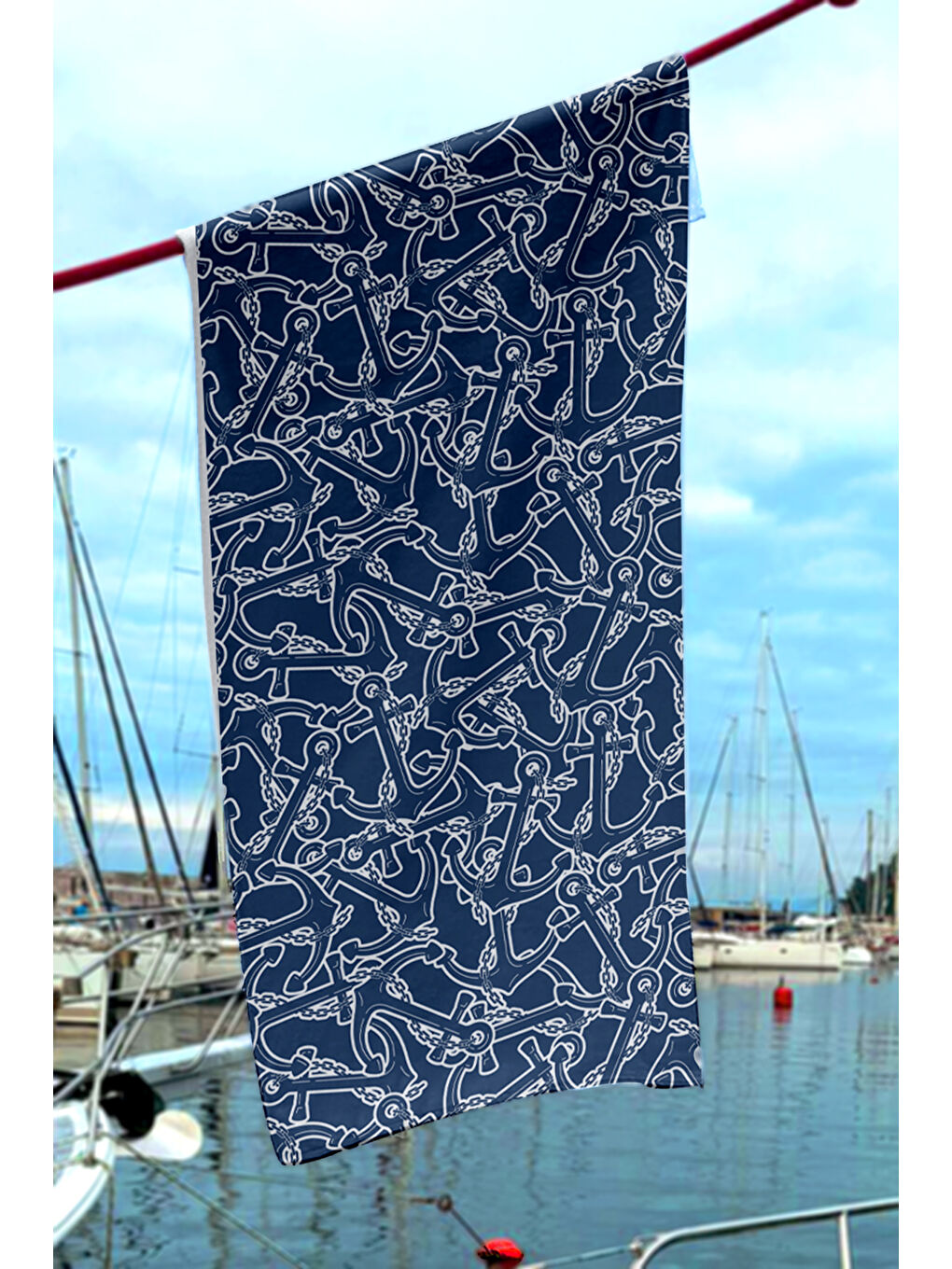 Desenli Deniz Havuz Plaj Havlusu 097 Lacivert