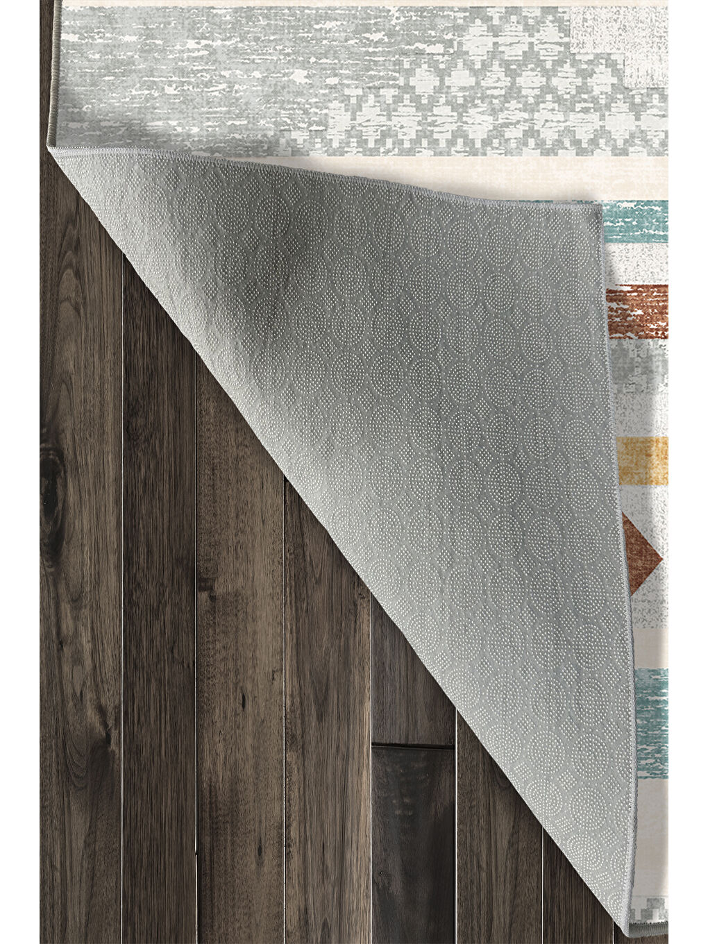 Bej Dekoratif Özel Tasarım Yıkanabilir İnce Kaymaz Tabanlı Modern Halı KECE FR50-4