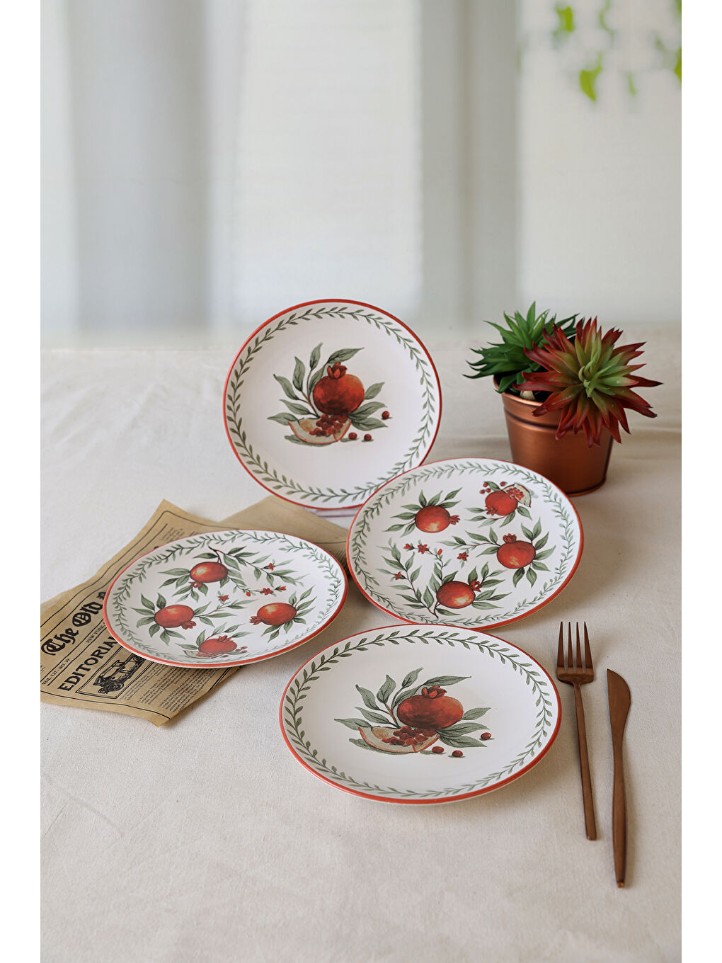 Karışık Nar Ege Pasta Tabağı 20 Cm 4 Adet-1