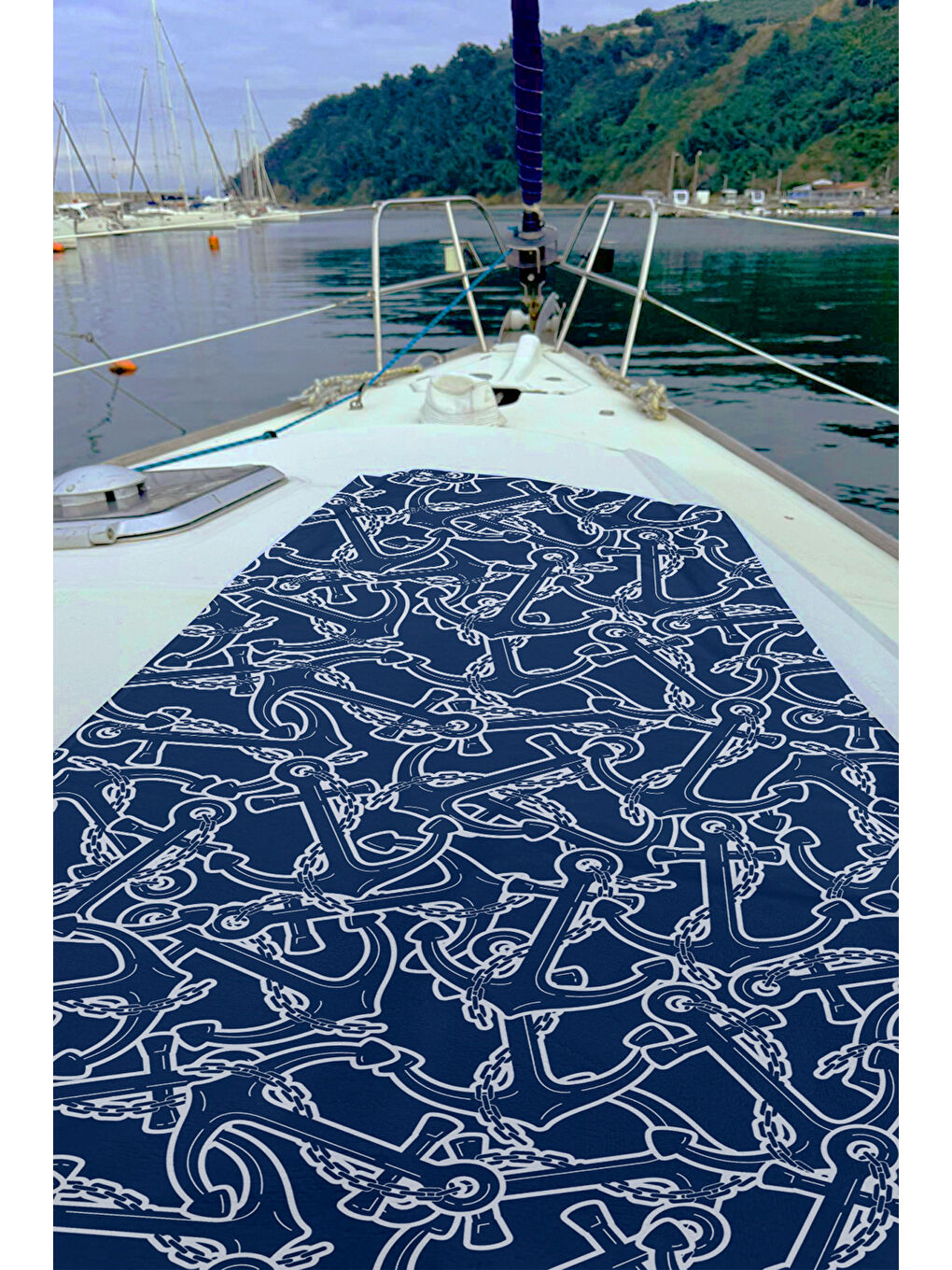 Desenli Deniz Havuz Plaj Havlusu 097 Lacivert-2