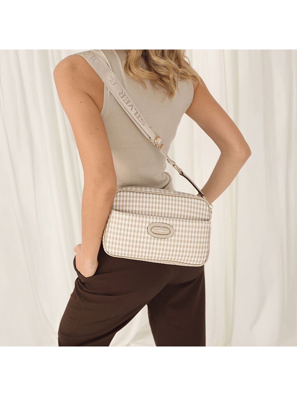 Kadın SP1267-M191 SILVER POLO Çapraz Çanta Kum Beji-Kum Beji
