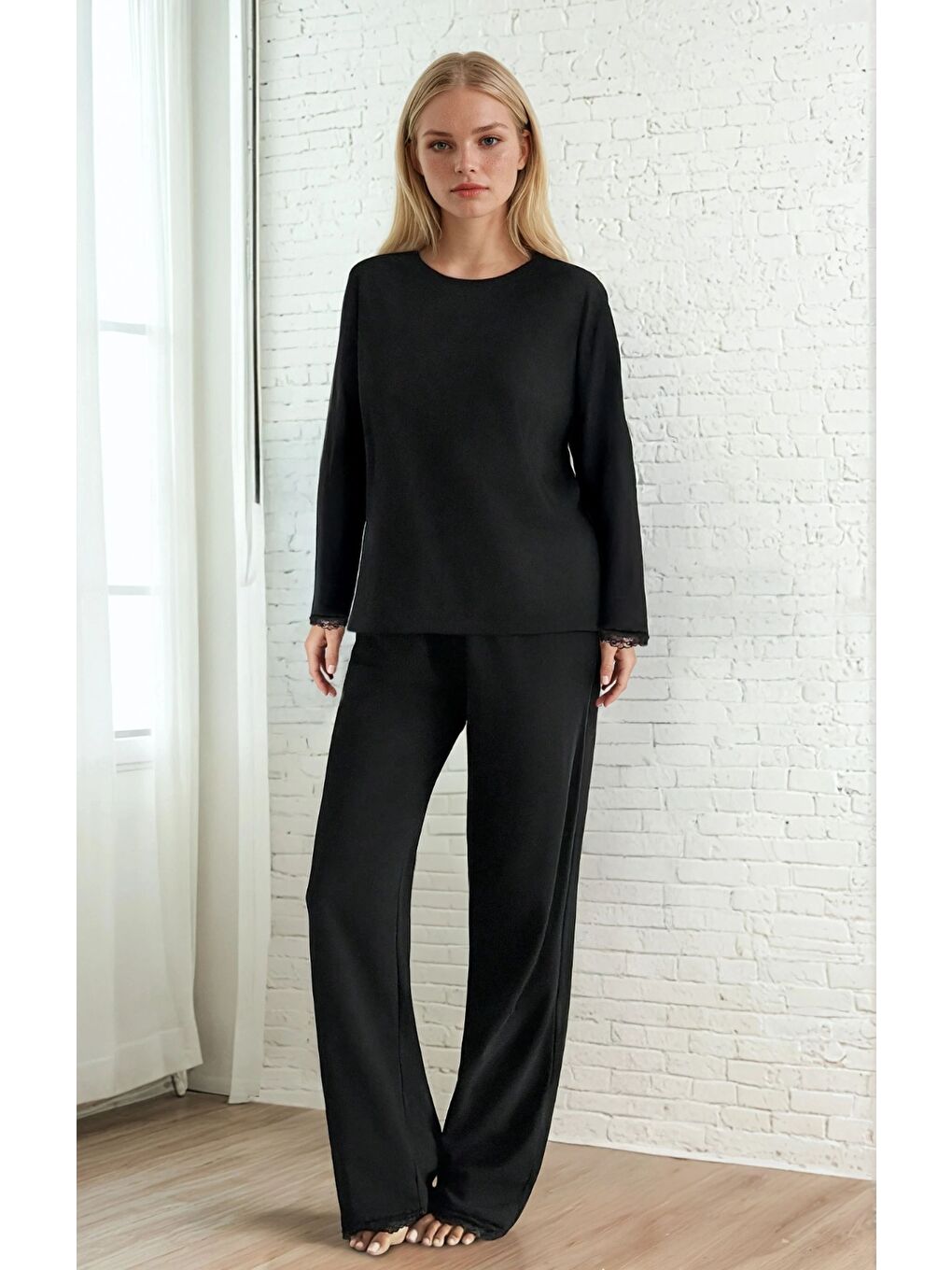 Dantel Detay Premium Siyah Suprem Pijama-2