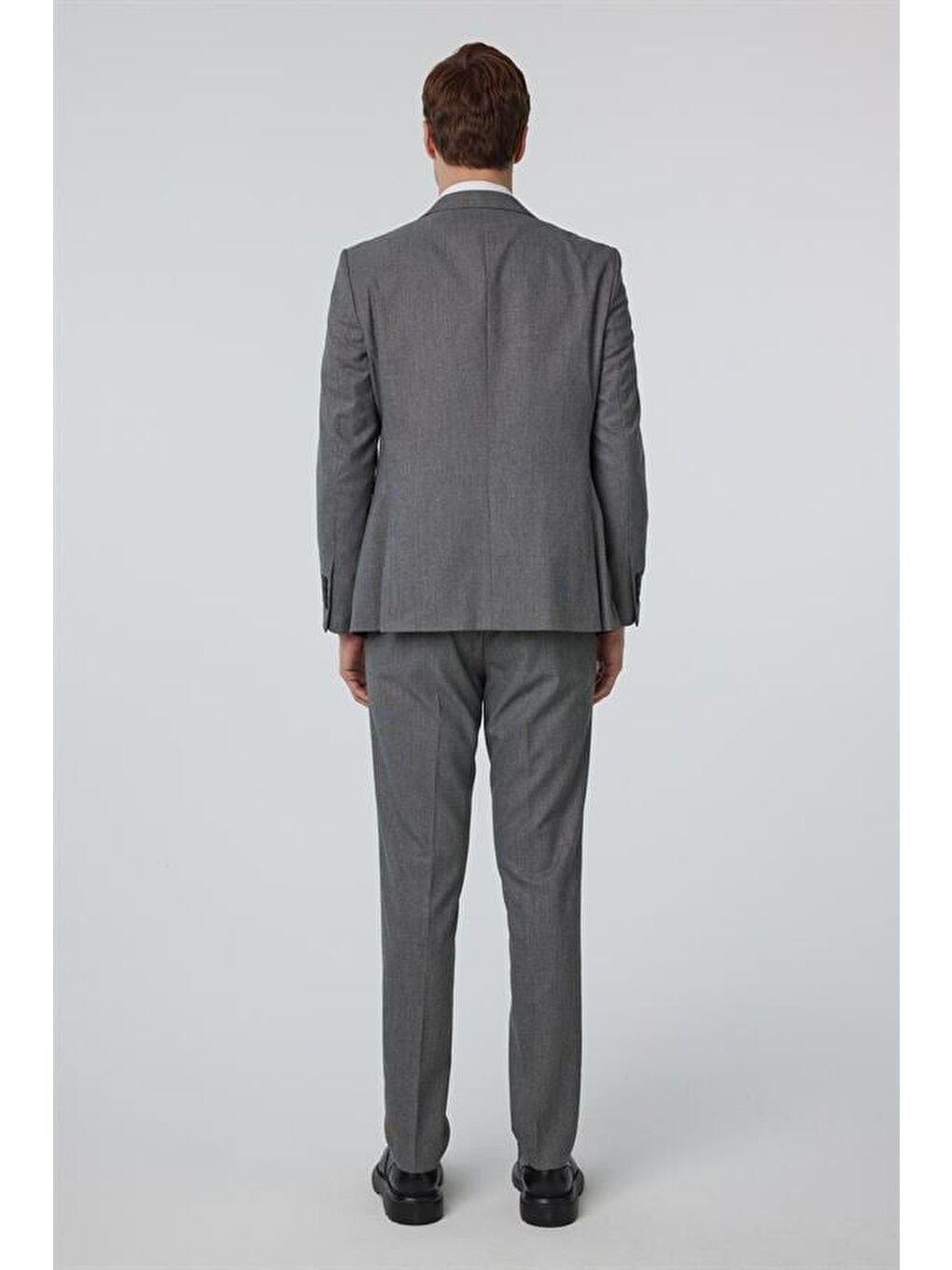 Antrasit Slim Düz Sivri Yaka 6 Drop Yelekli Takım Elbise-5