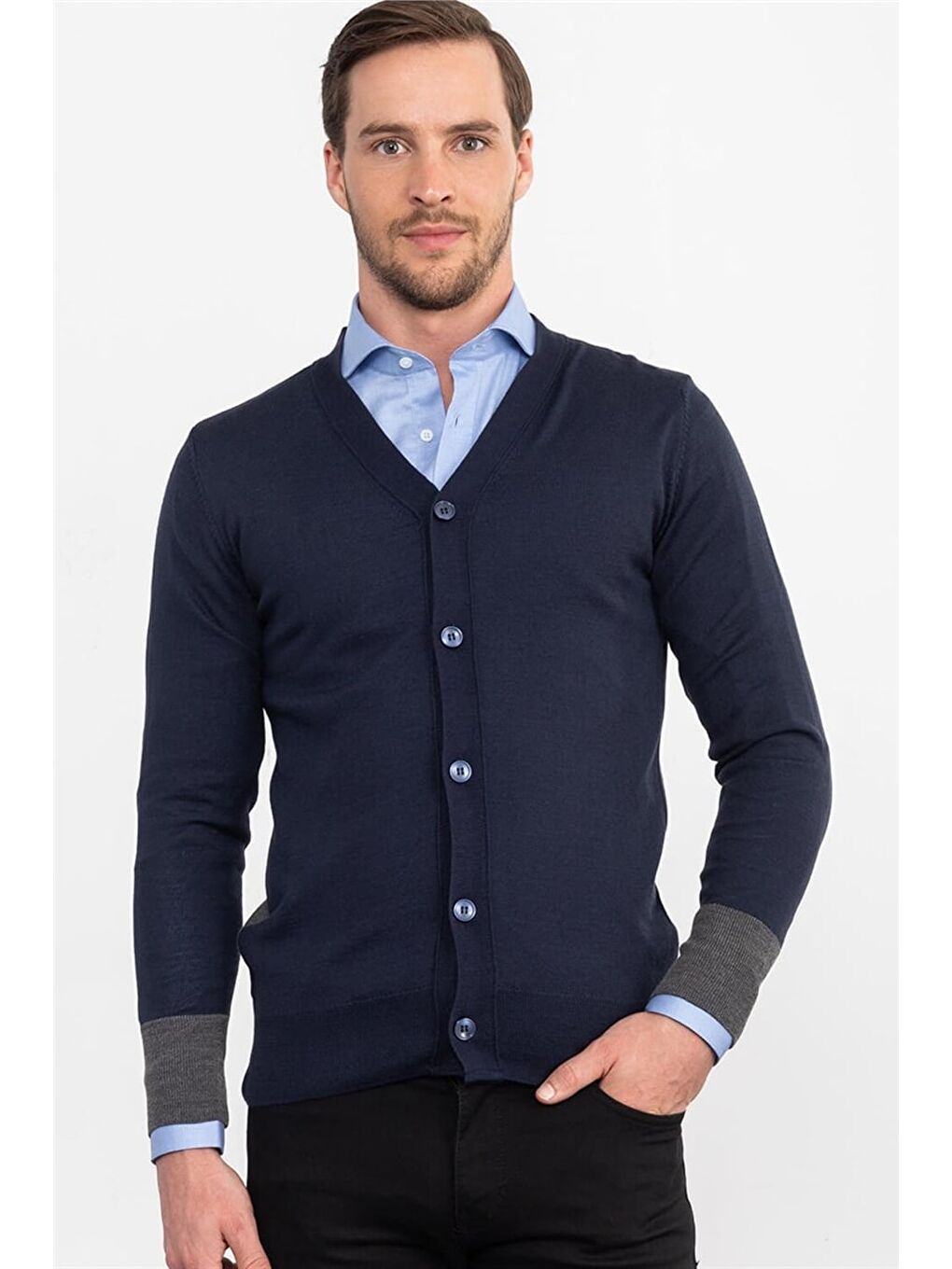 Erkek Slim Fit Lacivert Hırka