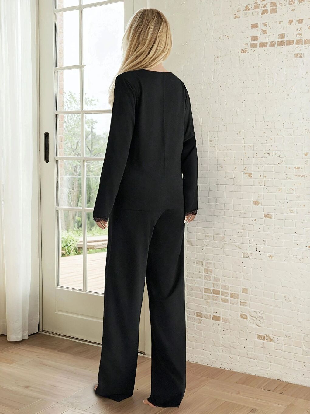 Dantel Detay Premium Siyah Suprem Pijama-3