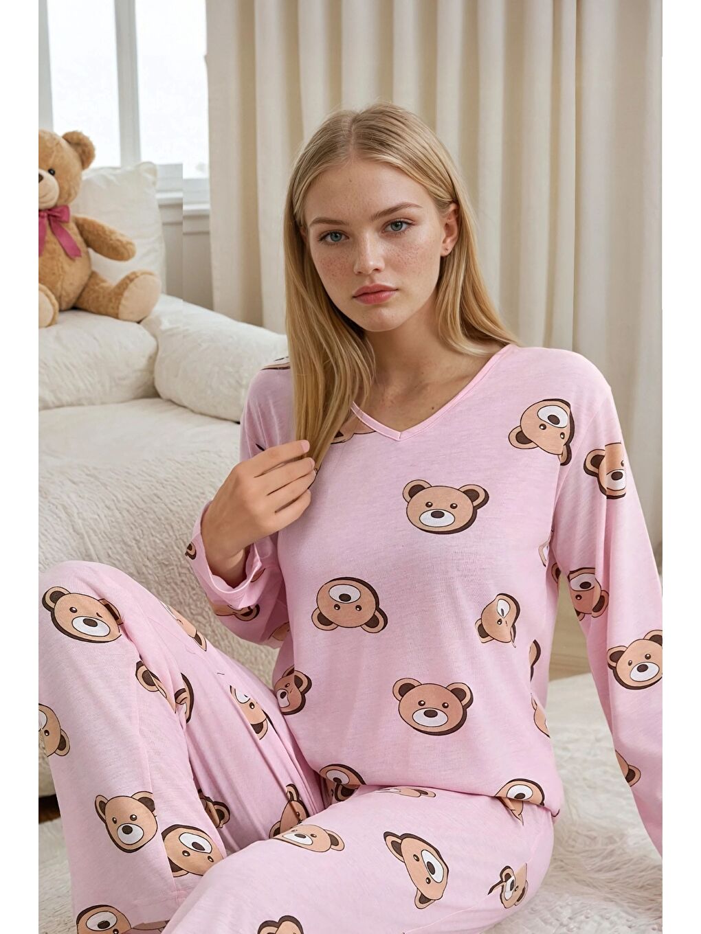 Sweet Teddy Pembe Suprem Pijama Takımı