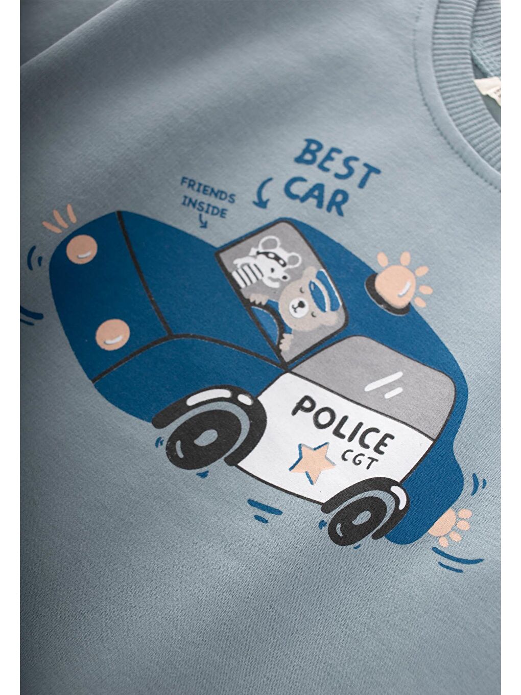Police Baskılı Sweatshirt 1-7 Yaş Mint Yeşili-2