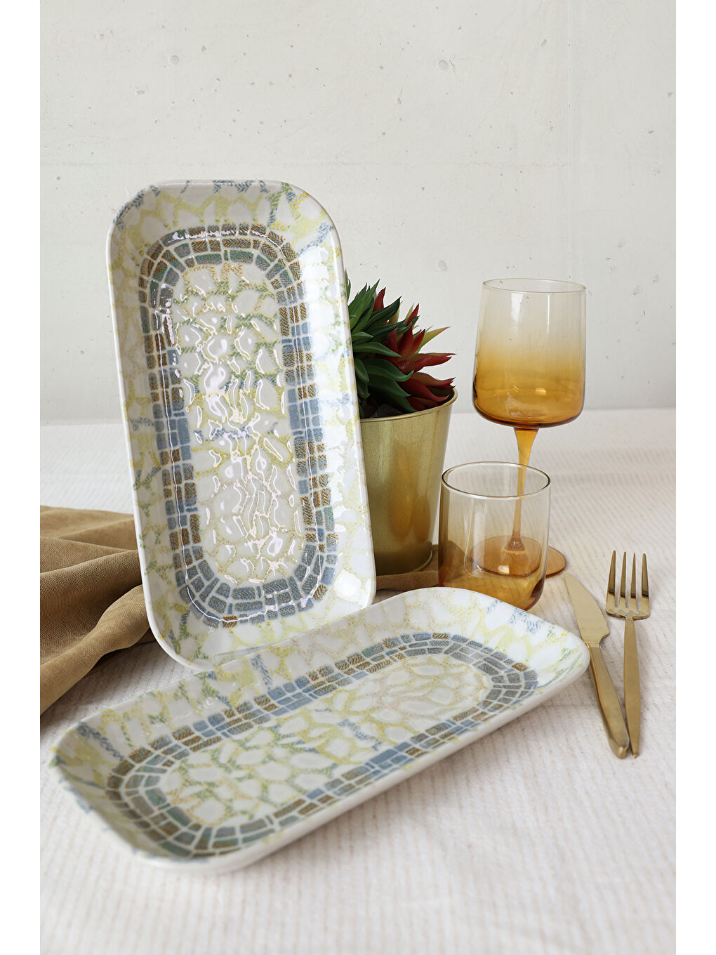 Karışık Professional Mosaica Pergamon Kayık Tabak 28 Cm 2 Adet