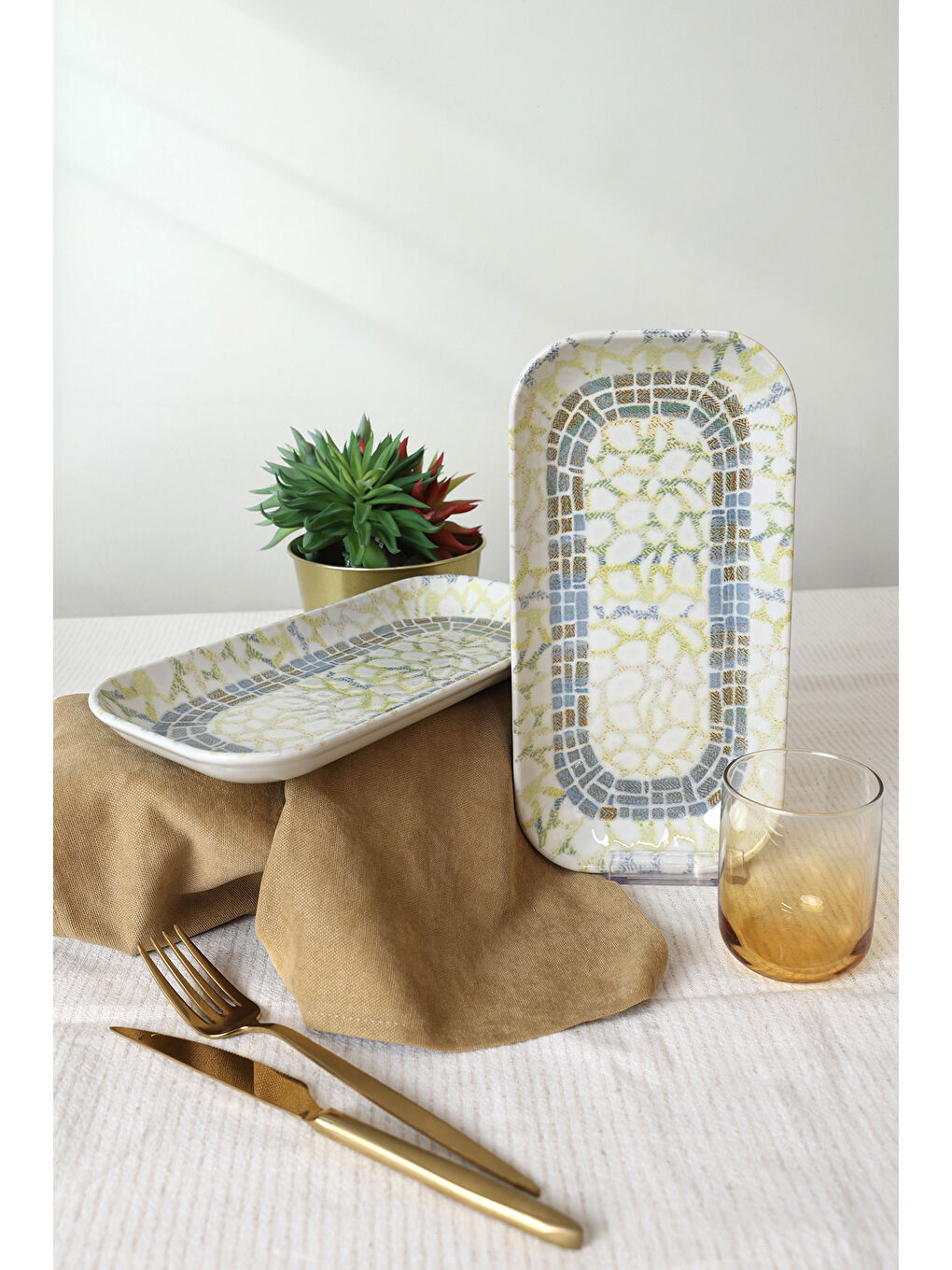 Karışık Professional Mosaica Pergamon Kayık Tabak 28 Cm 2 Adet-1