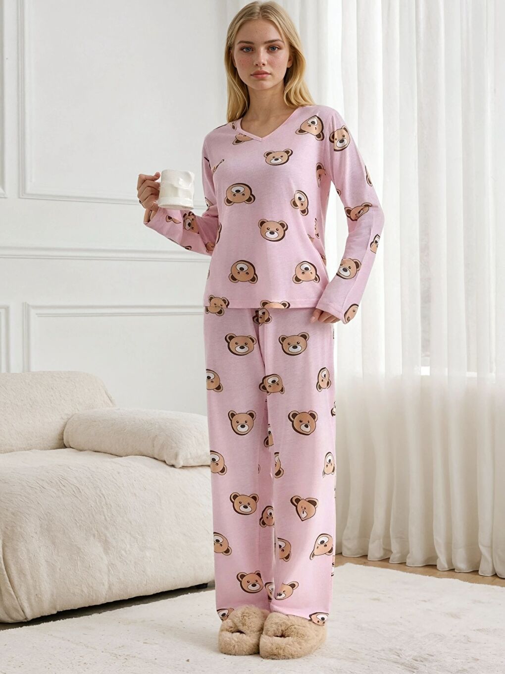 Sweet Teddy Pembe Suprem Pijama Takımı-1