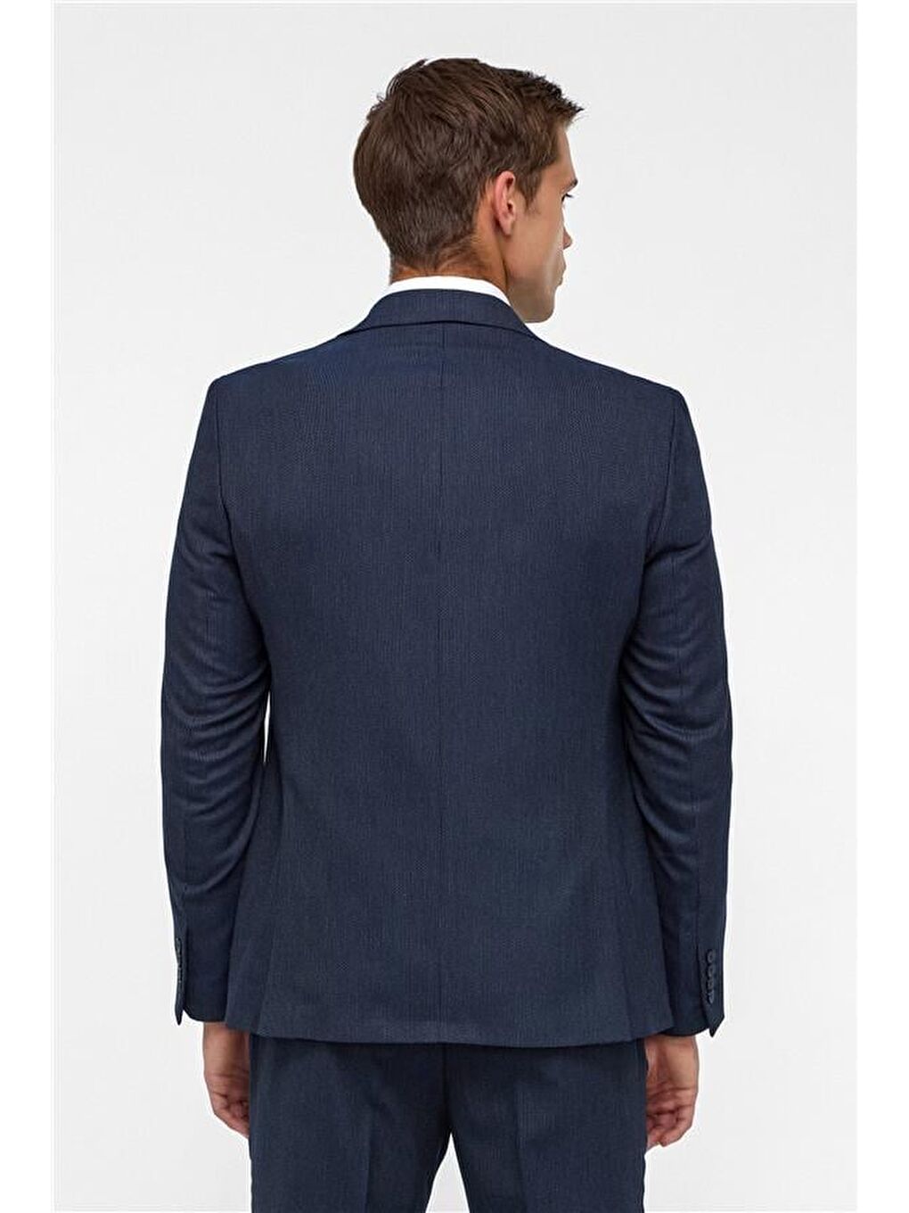 Lacivert Slim Desenli Mono Yaka 6 Drop Yelekli Takım Elbise-6