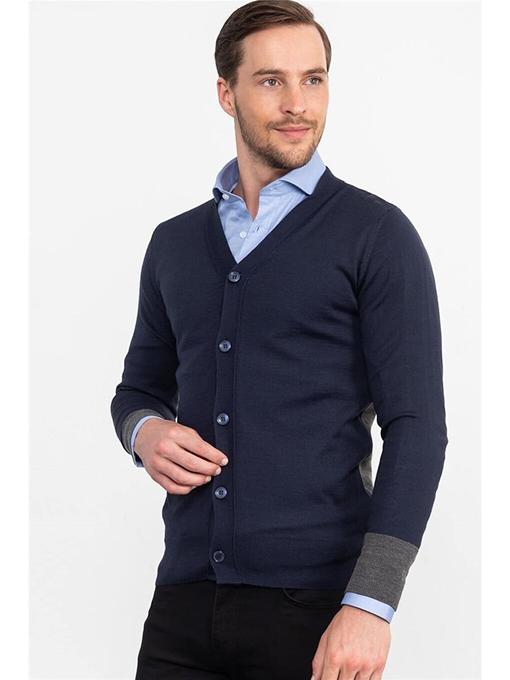 Erkek Slim Fit Lacivert Hırka-1