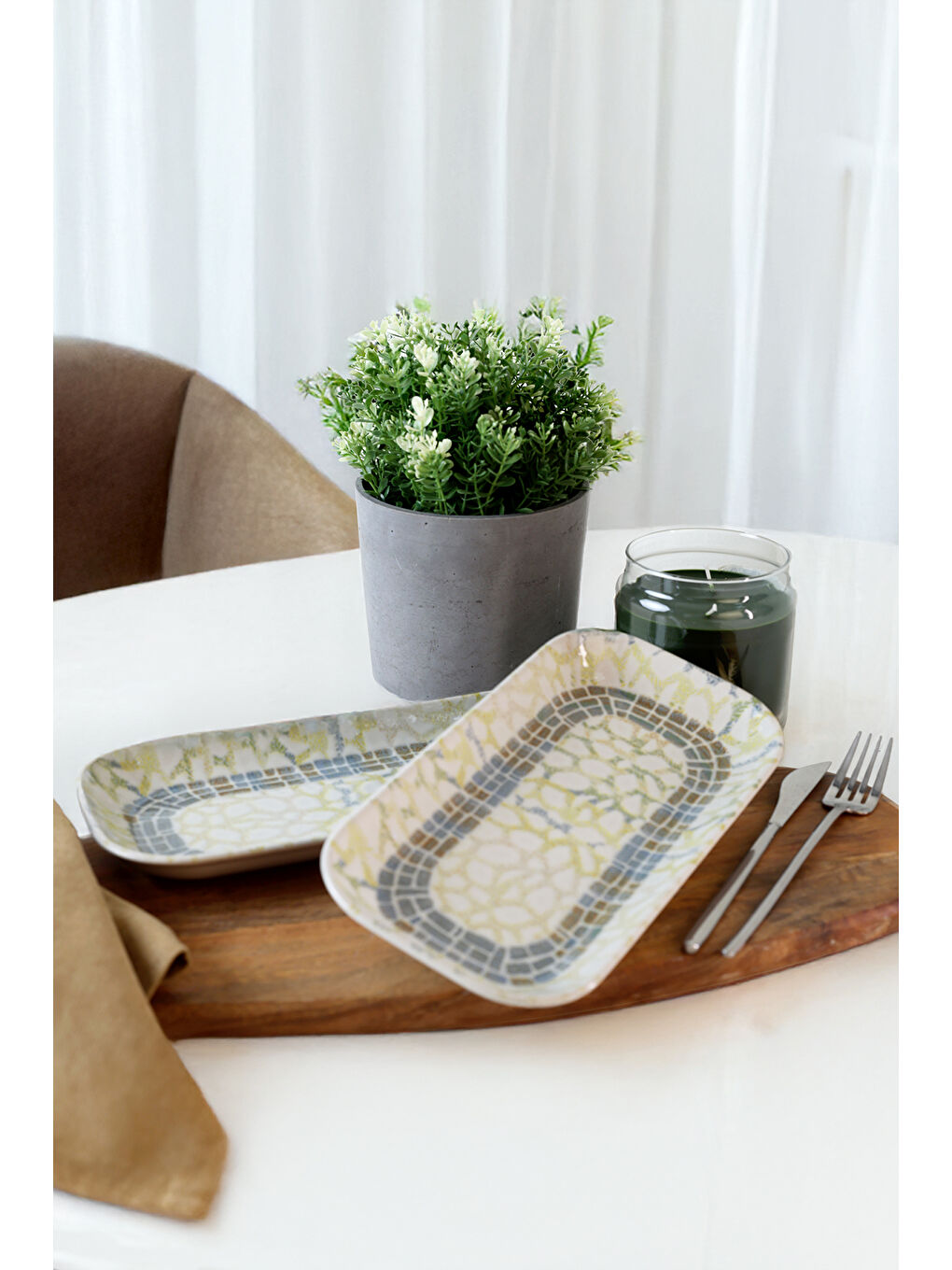 Karışık Professional Mosaica Pergamon Kayık Tabak 28 Cm 2 Adet-2