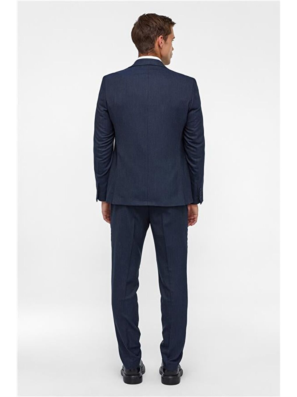 Lacivert Slim Desenli Mono Yaka 6 Drop Yelekli Takım Elbise-7