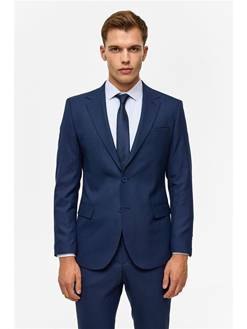 Lacivert Slim Desenli 6 Drop Takım Elbise