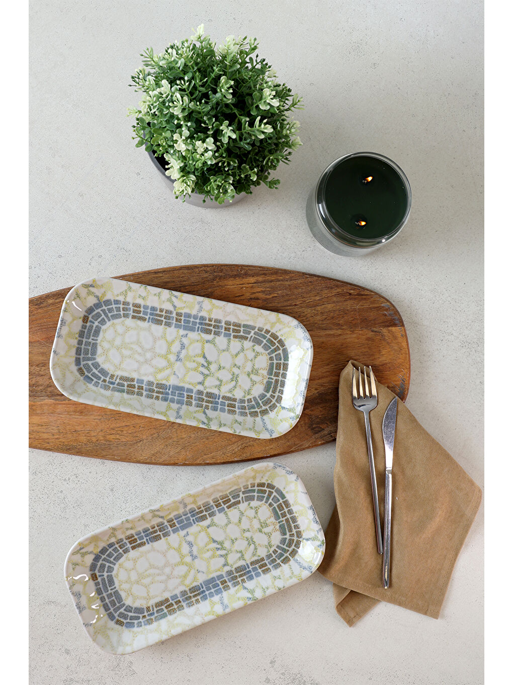 Karışık Professional Mosaica Pergamon Kayık Tabak 28 Cm 2 Adet-3