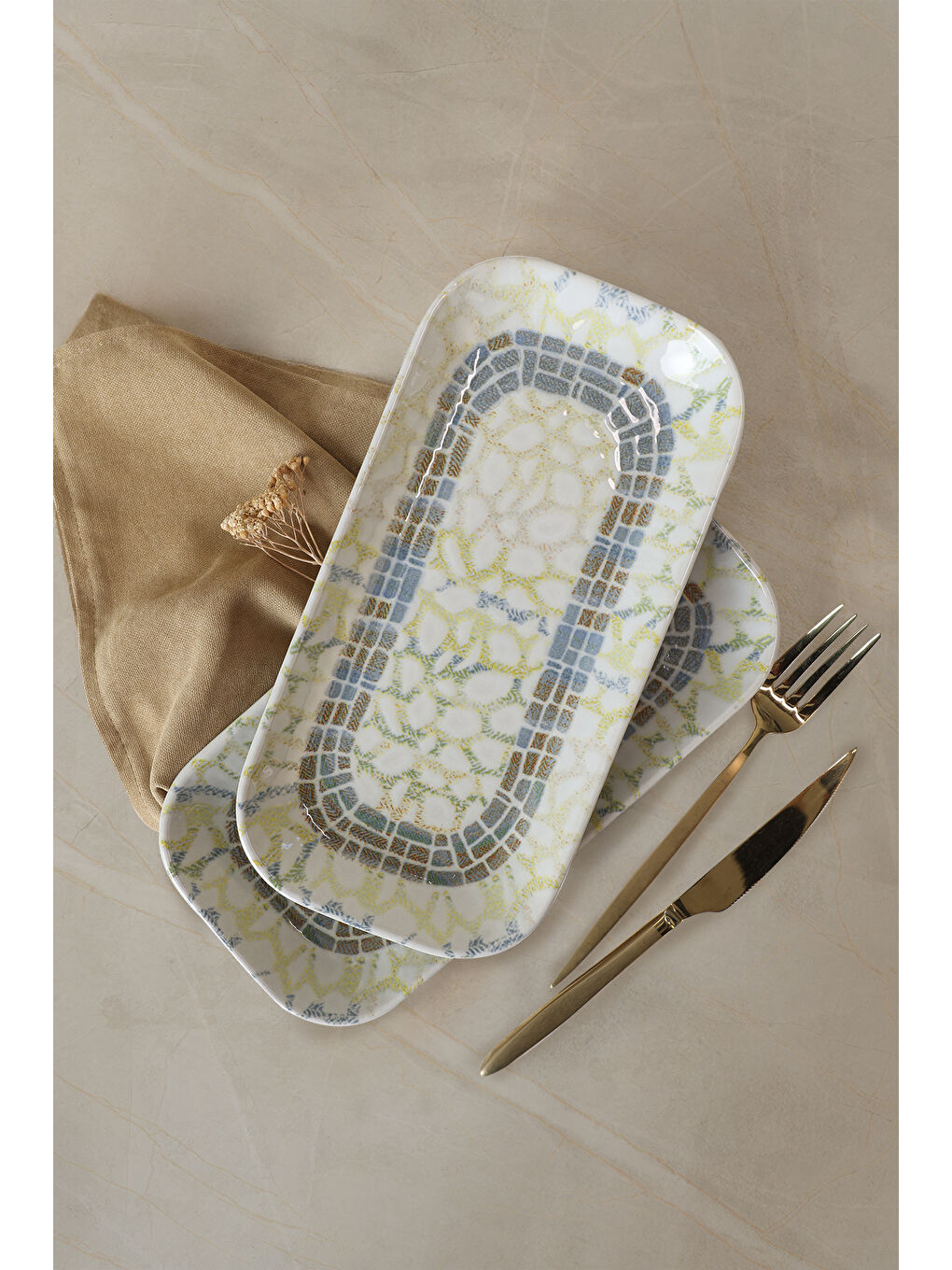 Karışık Professional Mosaica Pergamon Kayık Tabak 28 Cm 2 Adet-4