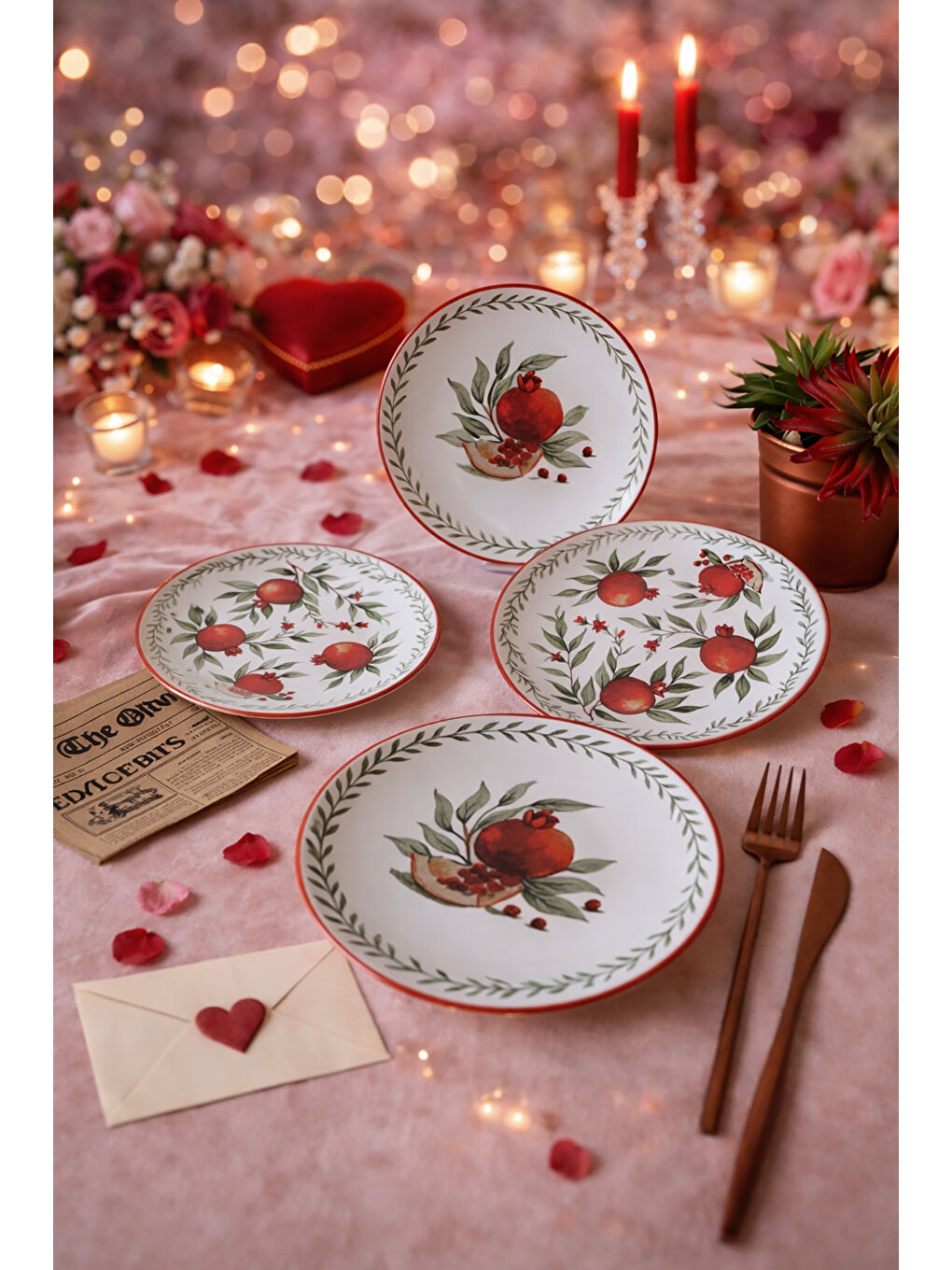 Karışık Nar Ege Pasta Tabağı 20 Cm 4 Adet-5