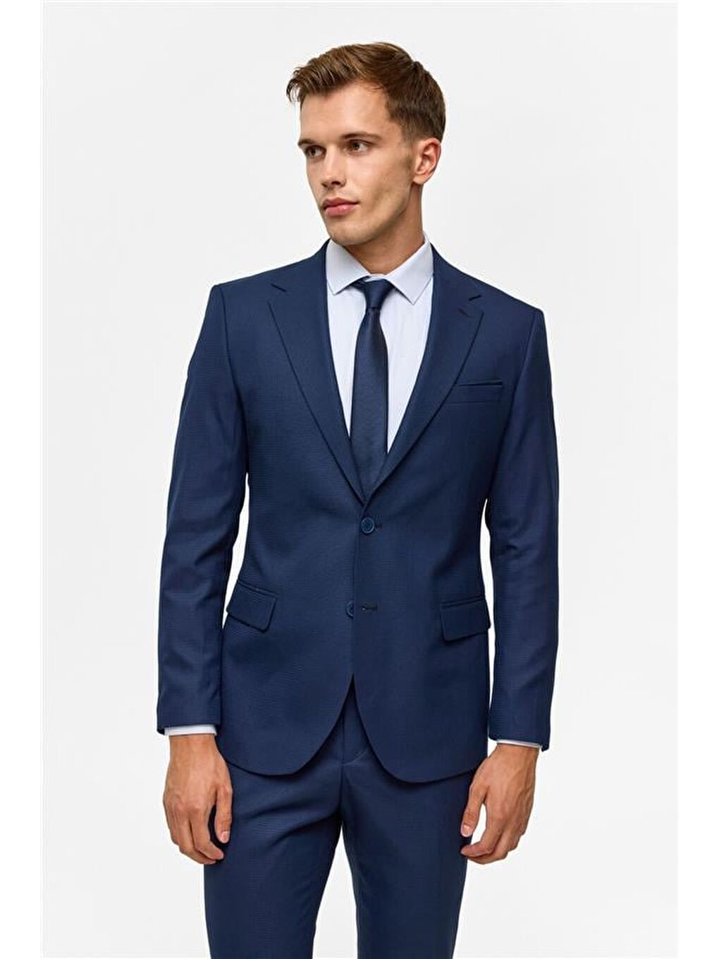 Lacivert Slim Desenli 6 Drop Takım Elbise-2