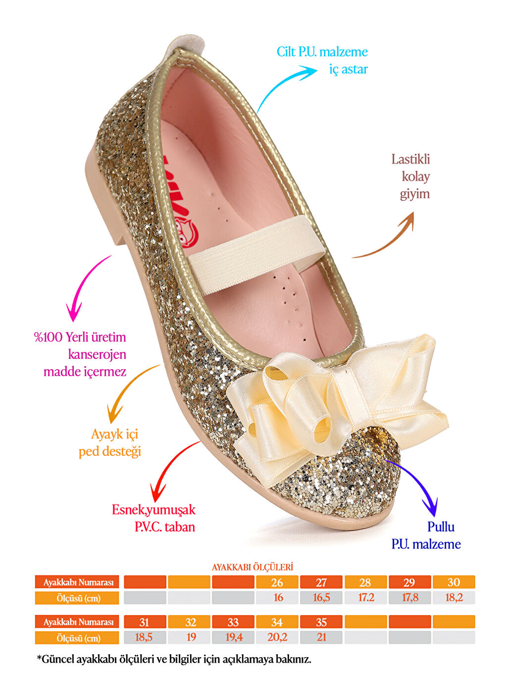 Sarı Panı Cam Kırığı Fiyonk Lastikli Kız Çocuk Babet Ayakkabı-1