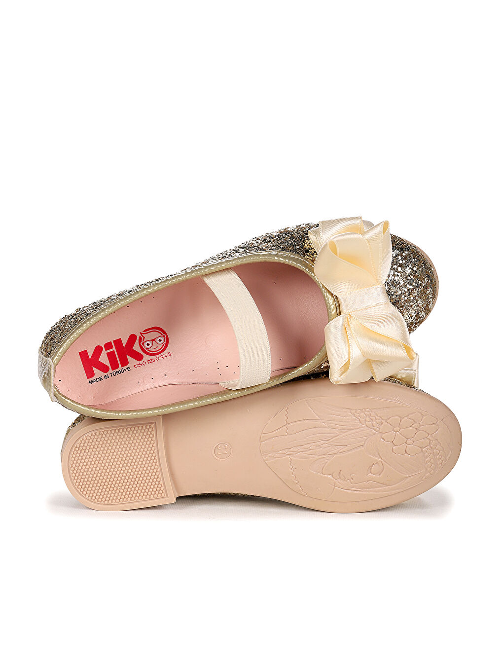 Sarı Panı Cam Kırığı Fiyonk Lastikli Kız Çocuk Babet Ayakkabı-4