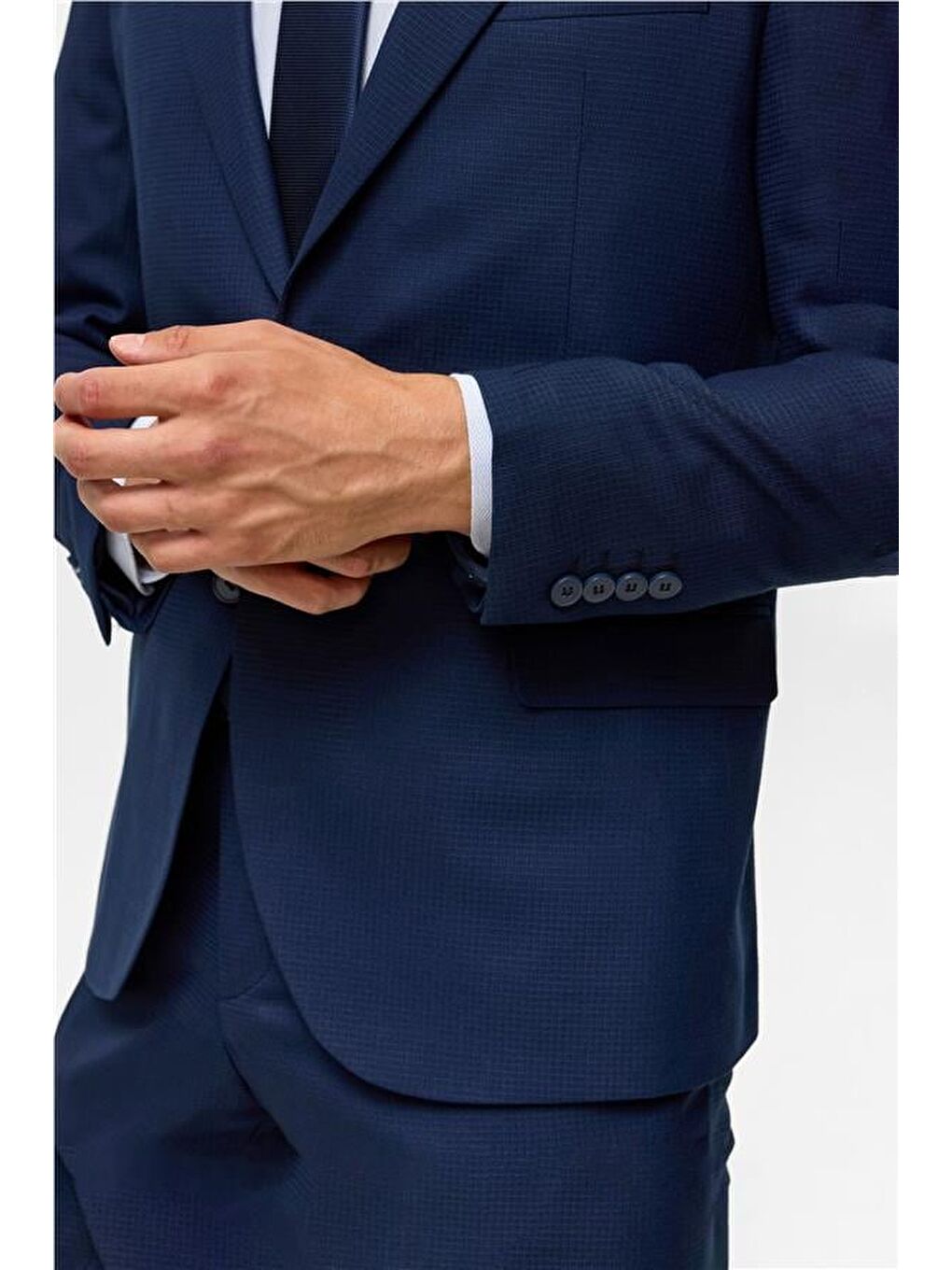 Lacivert Slim Desenli 6 Drop Takım Elbise-4