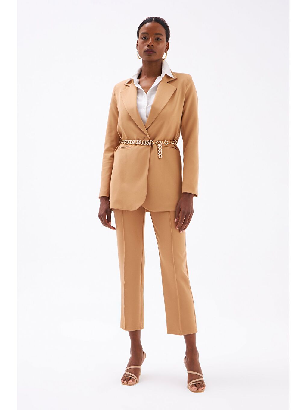 Kahverengi Nervür Detaylı Klasik Pantolon - Camel-2