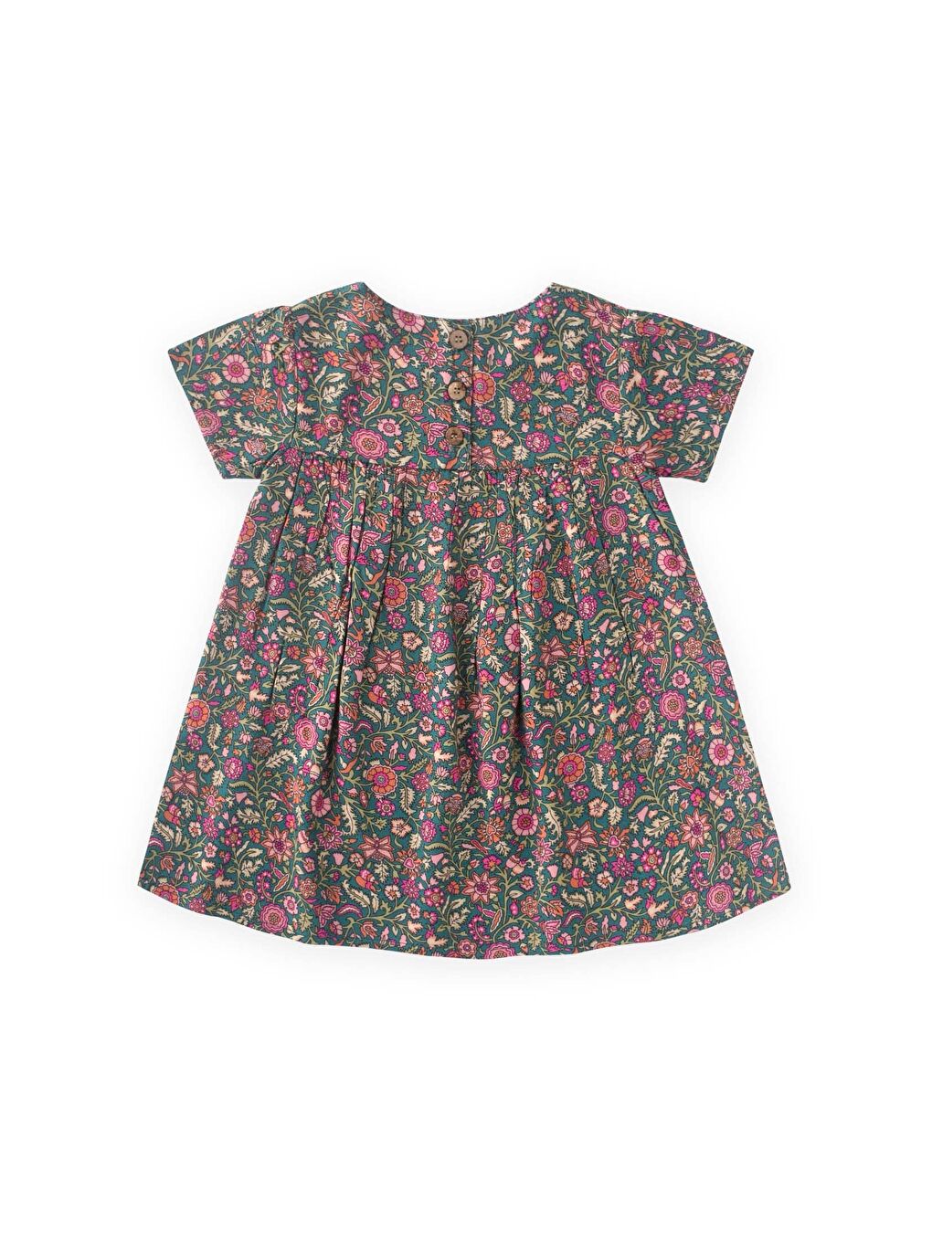 Desenli Dökümlü Elbise 1-8 Yaş Yeşil-1