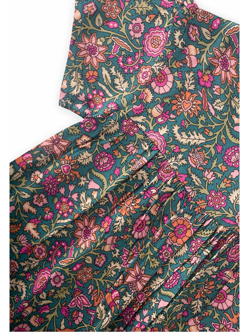 Desenli Dökümlü Elbise 1-8 Yaş Yeşil-2