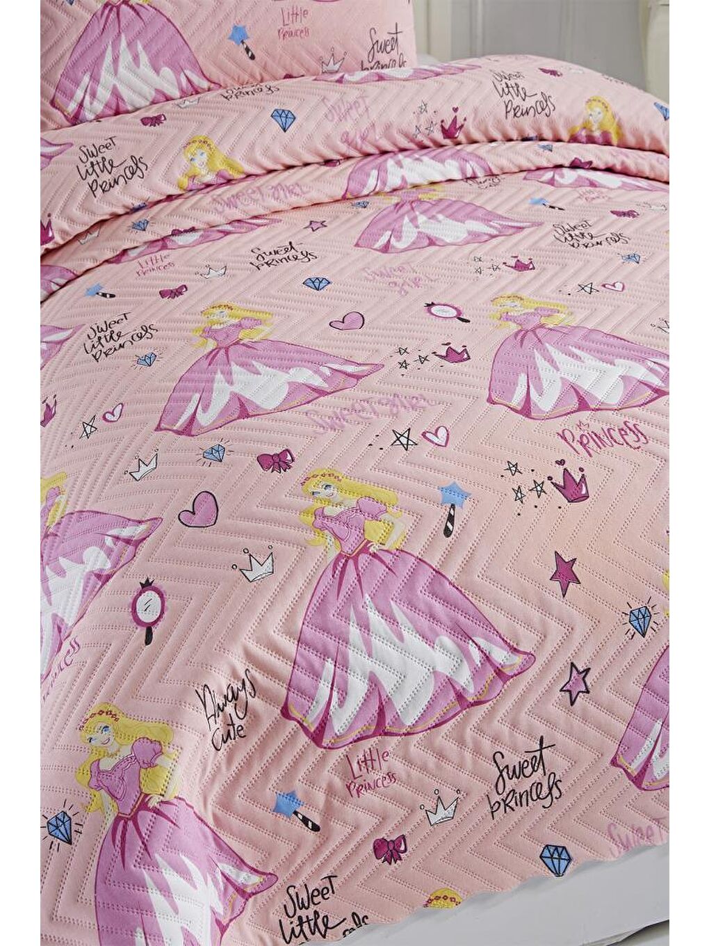 Karışık Ultrasonik Kapitoneli Tatlı Prenses Tek Kişilik Yatak Örtüsü-1