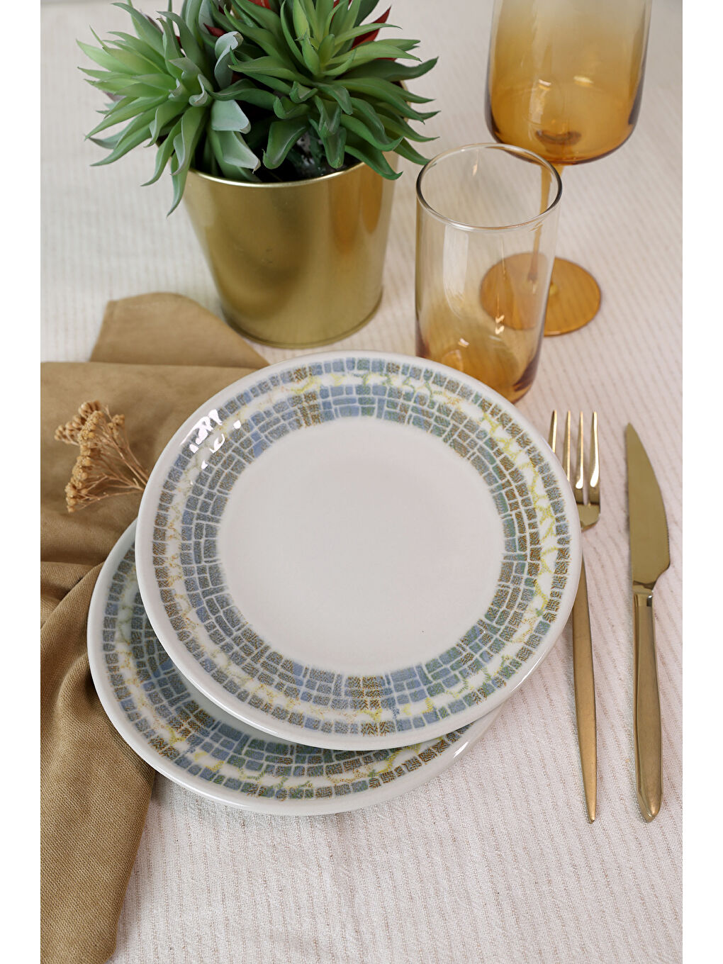 Karışık Professional Mosaica Pergamon Pasta Tabağı 20 Cm 6 Adet-1