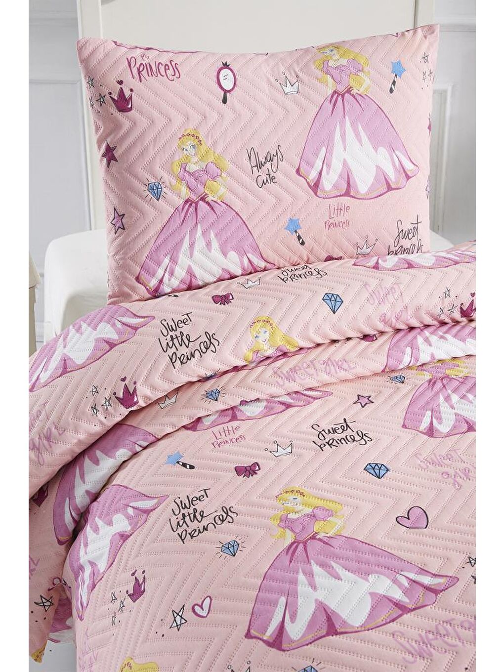 Karışık Ultrasonik Kapitoneli Tatlı Prenses Tek Kişilik Yatak Örtüsü-2