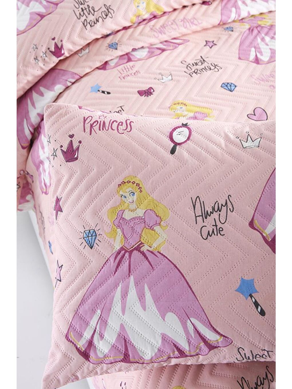 Karışık Ultrasonik Kapitoneli Tatlı Prenses Tek Kişilik Yatak Örtüsü-5