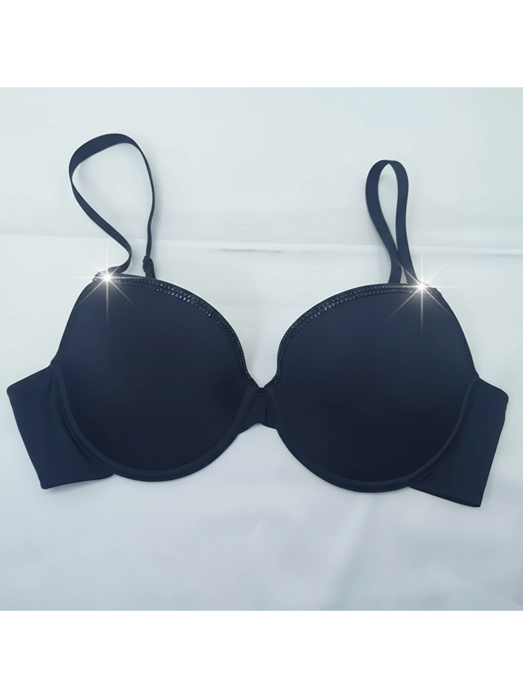 Kadın Taş Baskılı Desteksiz Takma Askılı Siyah Renk Sütyen Bb2349