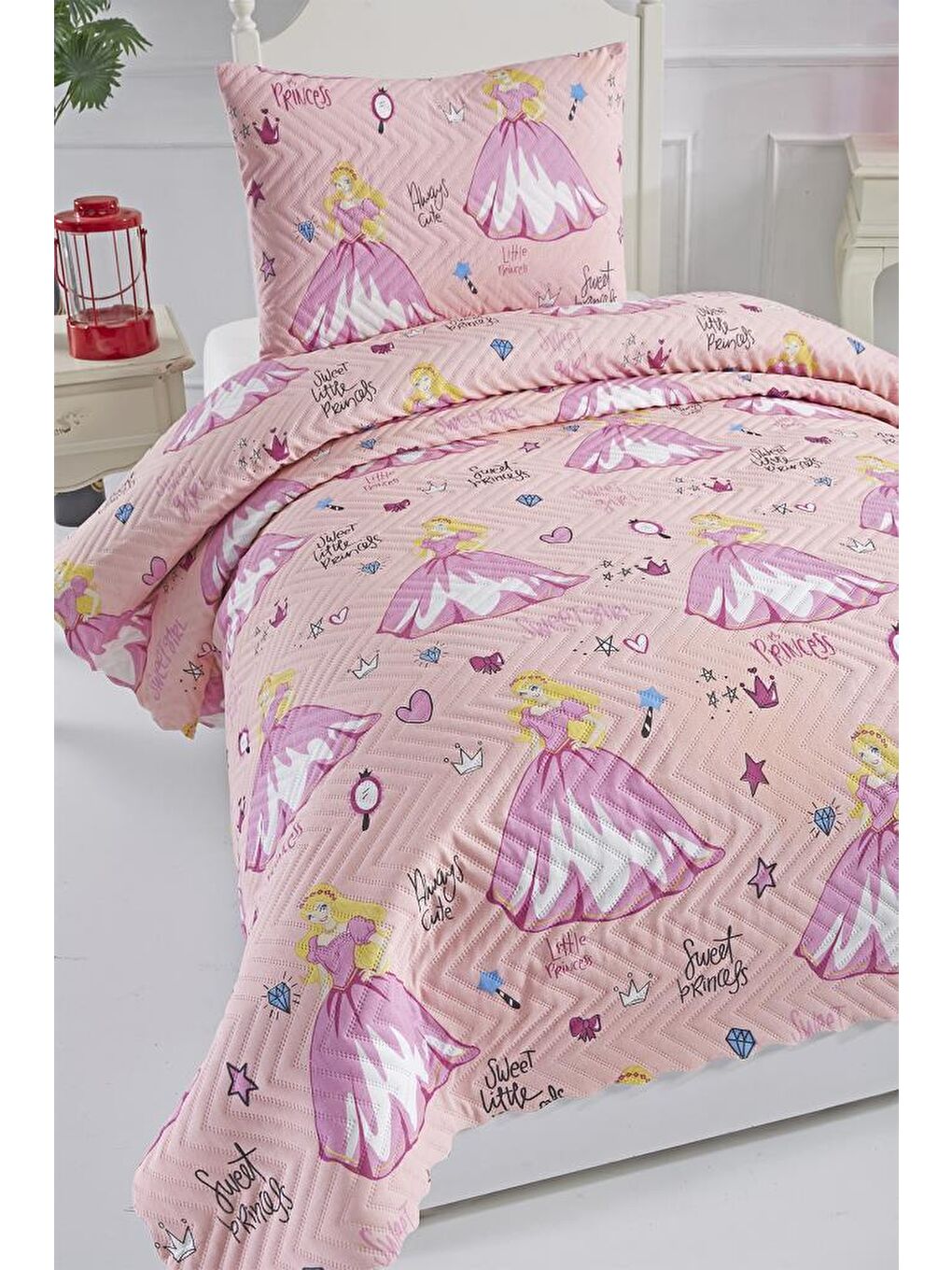 Karışık Ultrasonik Kapitoneli Tatlı Prenses Tek Kişilik Yatak Örtüsü-7