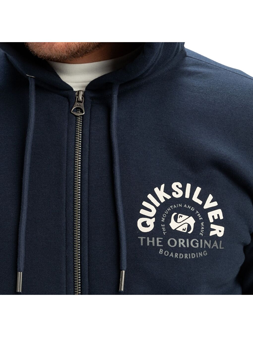 Lacivert Graphic Mix Hoodie Zip Erkek Mavi Sweatshirt-2