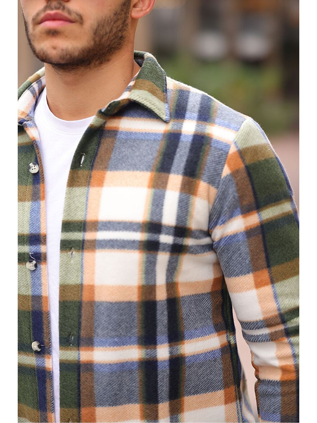 Haki Kareli Polar Gömlek-1