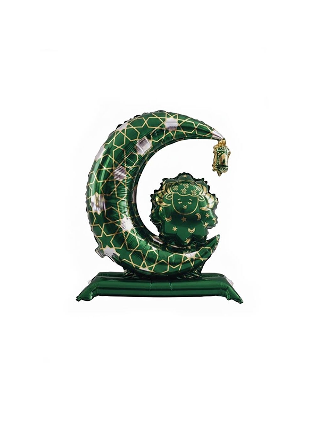 Ramazan Temalı Ay Şeklinde Yeşil Altın Detaylı Folyo Balon 78 cm-1
