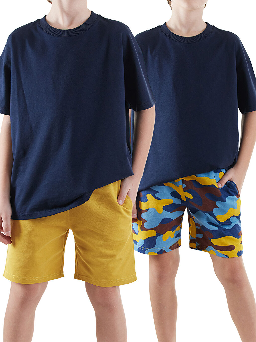 Sarı Erkek Çocuk Basic 2'Li Şort Takım-2