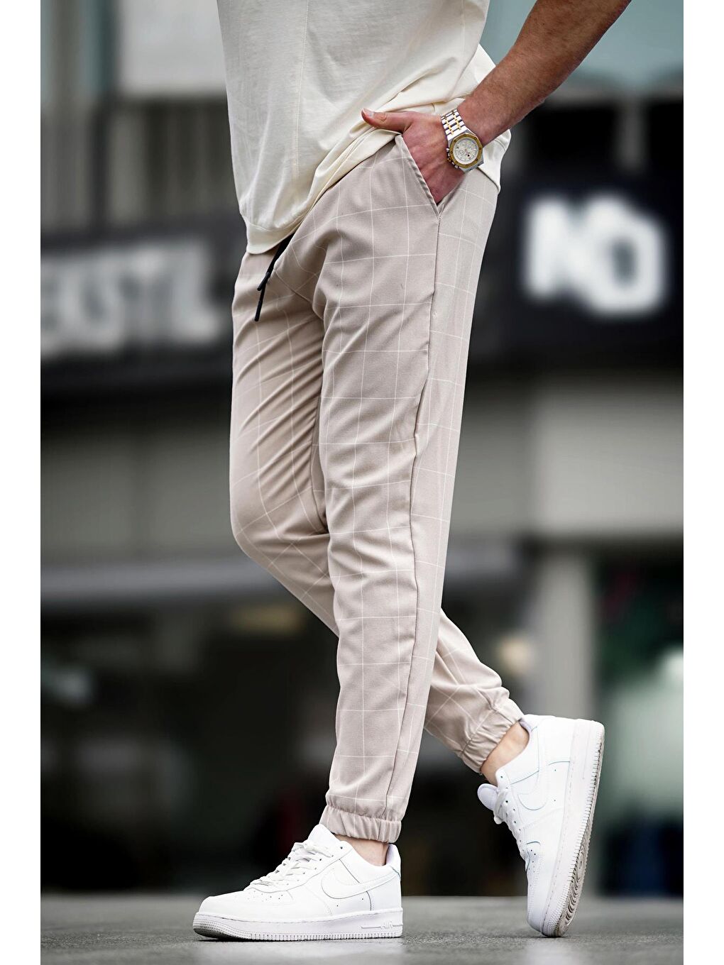 Ekoseli Bej Jogger Mad4081