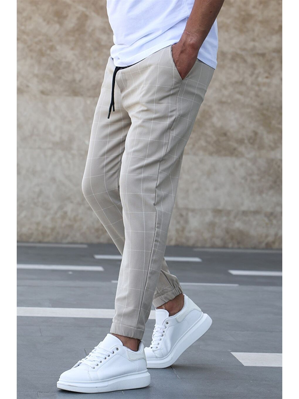 Ekoseli Bej Jogger Mad4081-1