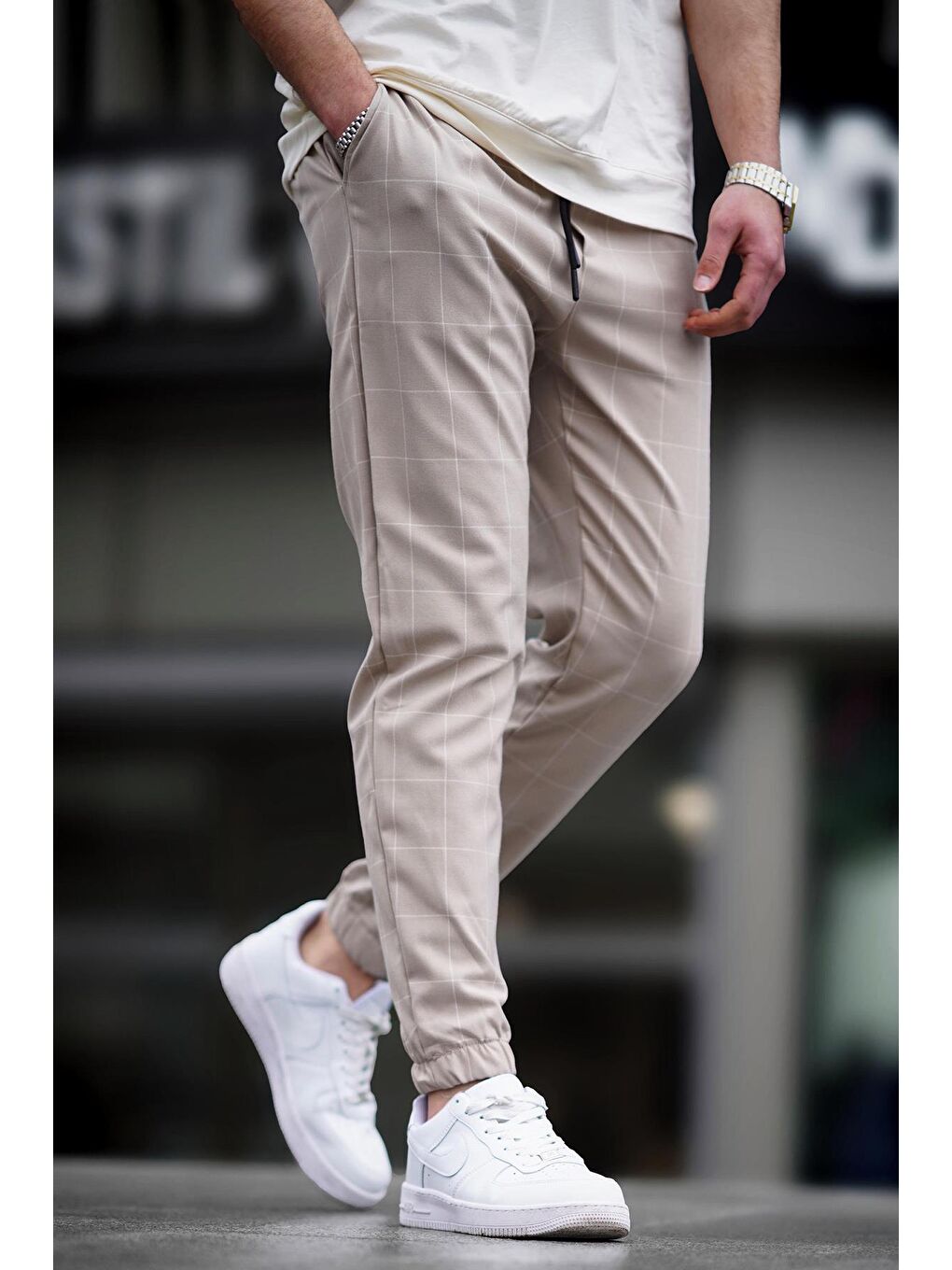 Ekoseli Bej Jogger Mad4081-2