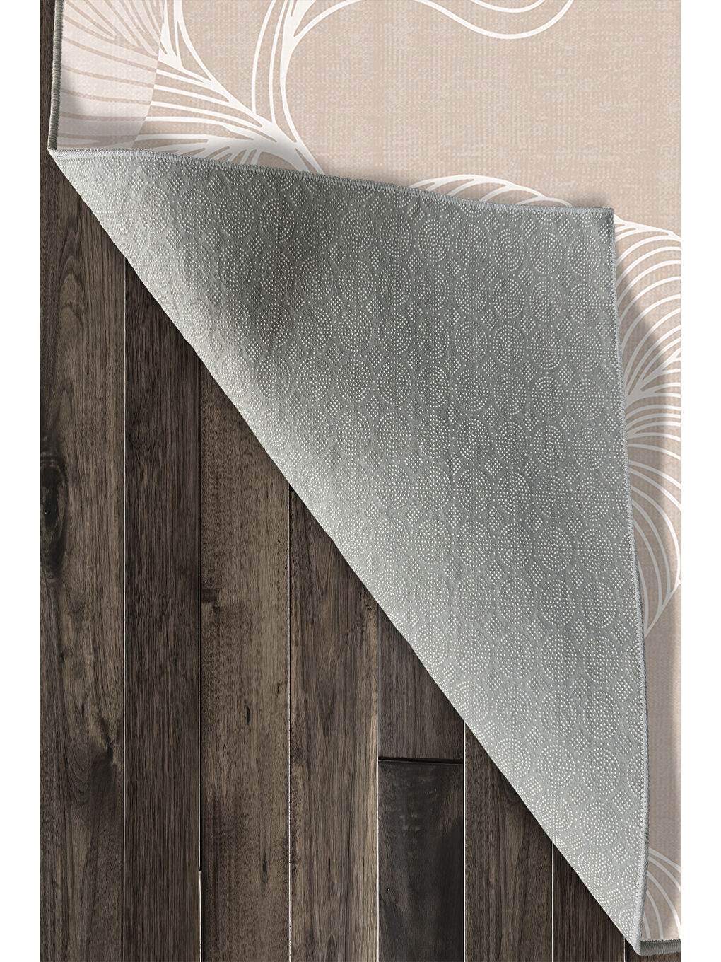 Ekru Dekoratif Özel Tasarım Yıkanabilir İnce Kaymaz Tabanlı Modern Halı KECE FR51-4