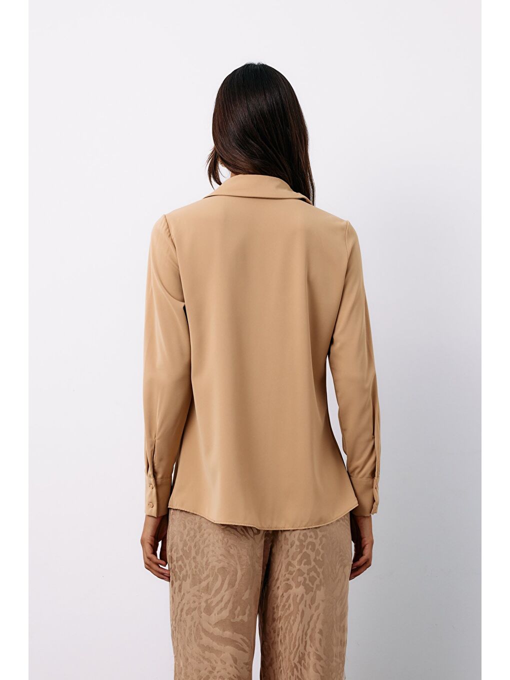 Kahverengi Klasik Düz Gömlek - Camel-6