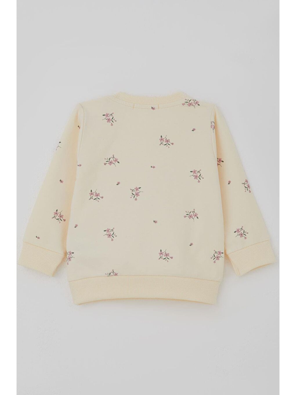 Ekru Kız Bebek Eşofman Takımı Pembe Çiçek Desenli Krem (6 Ay-2 Yaş)-3