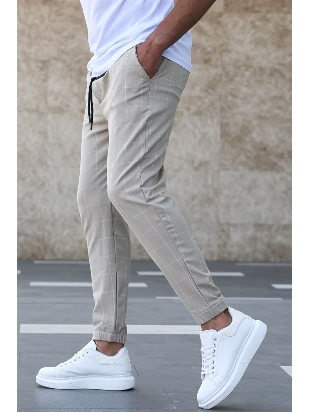 Ekoseli Bej Jogger Mad4081-4