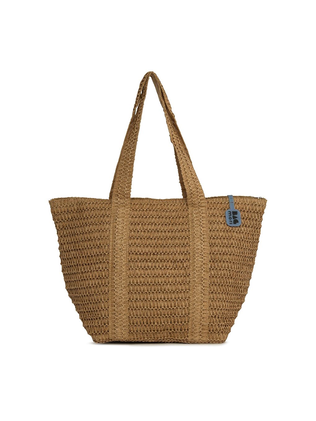 Bej Şerit Detaylı Tote Hasır Çanta