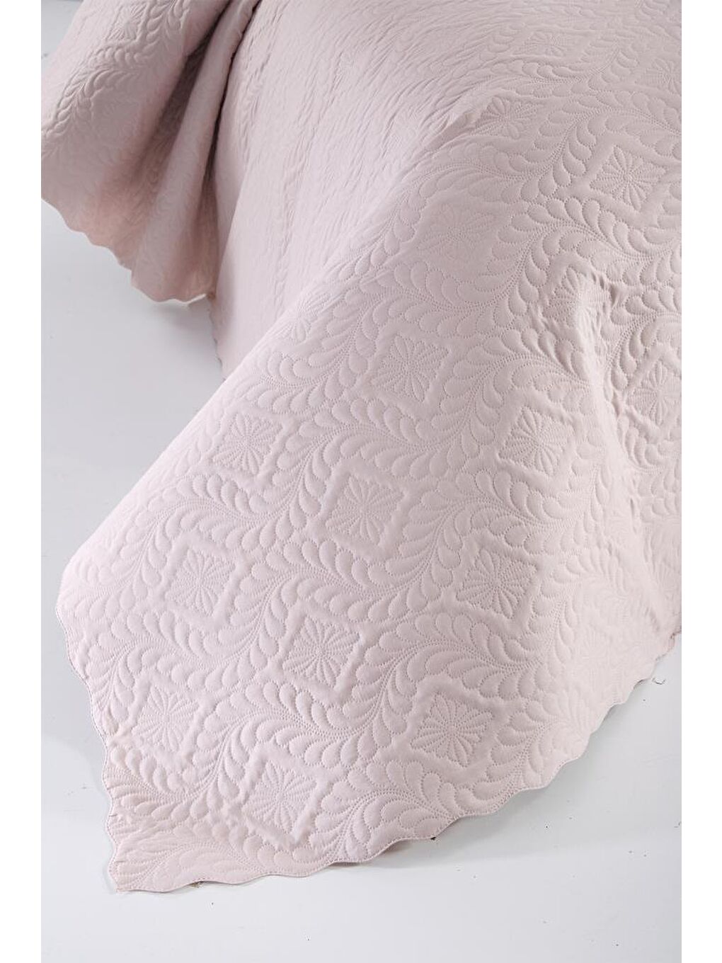 Pembe Ultrasonik Kapitoneli Elite Tek Kişilik Yatak Örtüsü Pudra-2