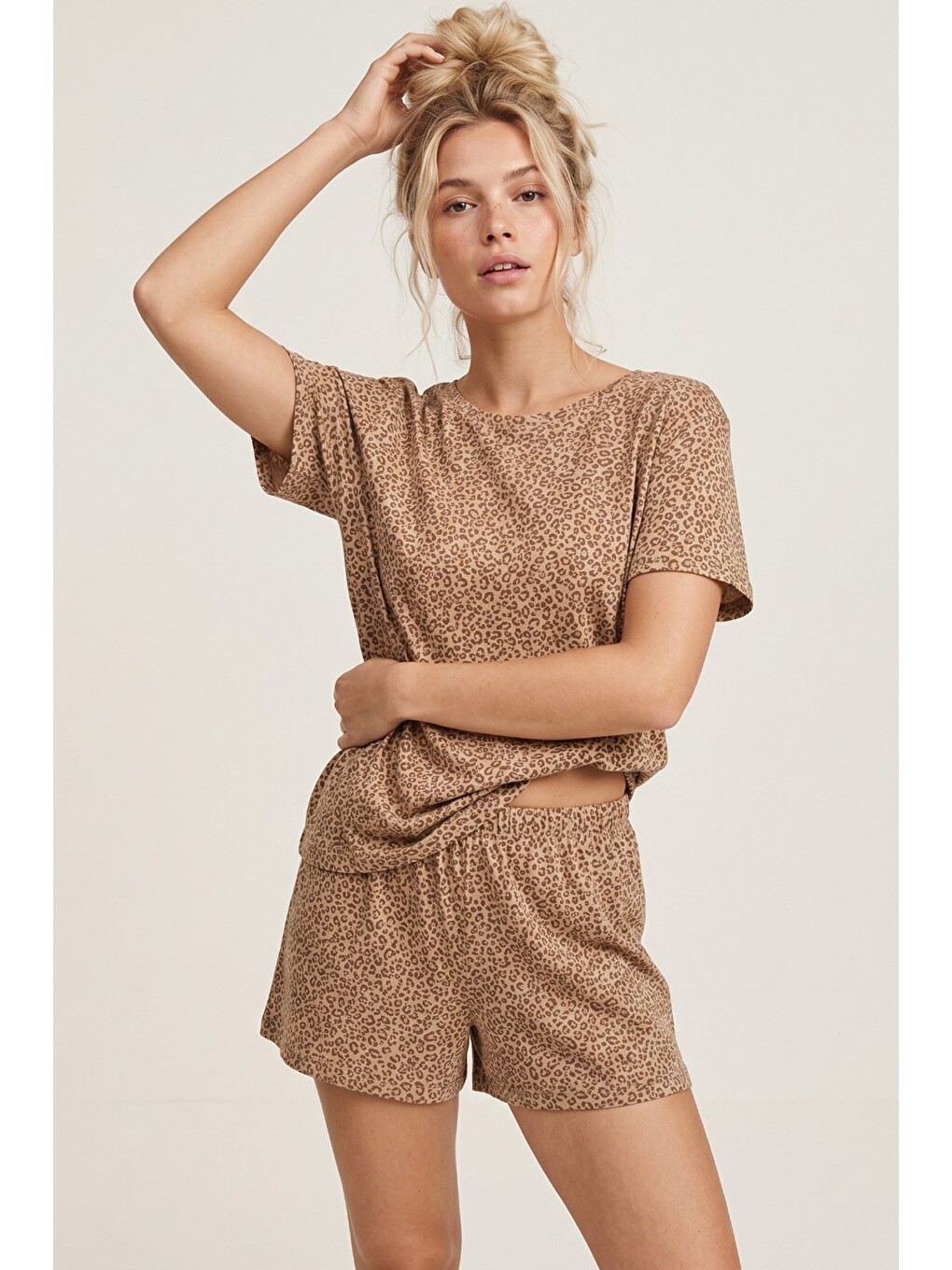 Karışık Örme Şortlu Pijama Takım 8056