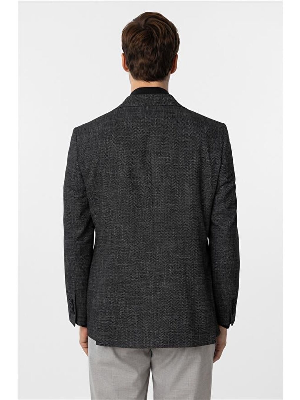 Siyah Regular Desenli Mono Yaka 4 Drop Ceket-3